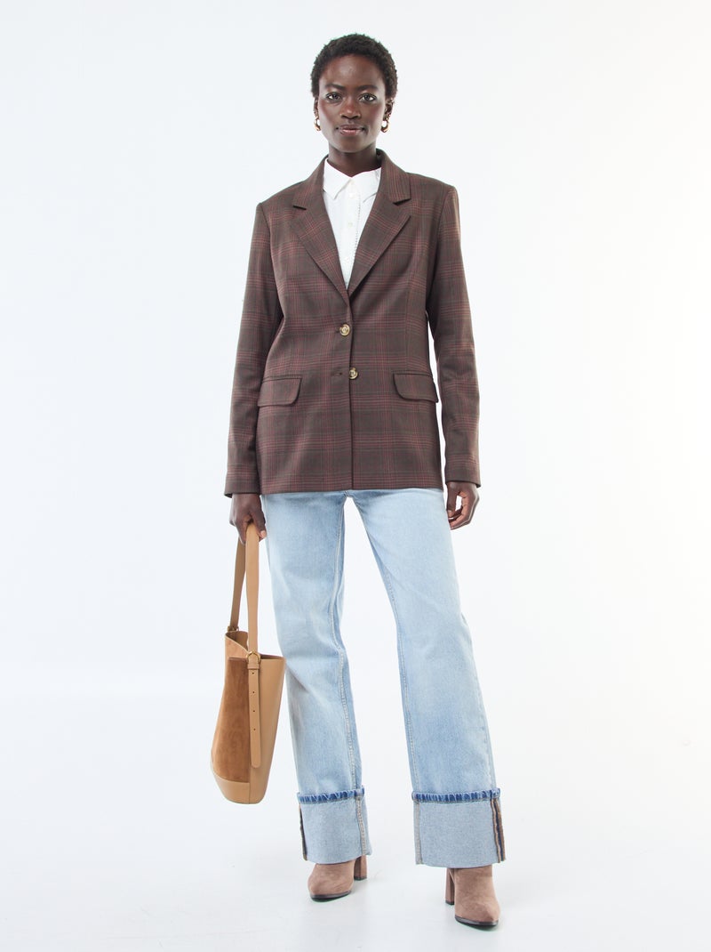 Giacca blazer a quadri Marrone - Kiabi