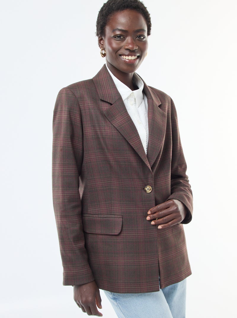 Giacca blazer a quadri Marrone - Kiabi