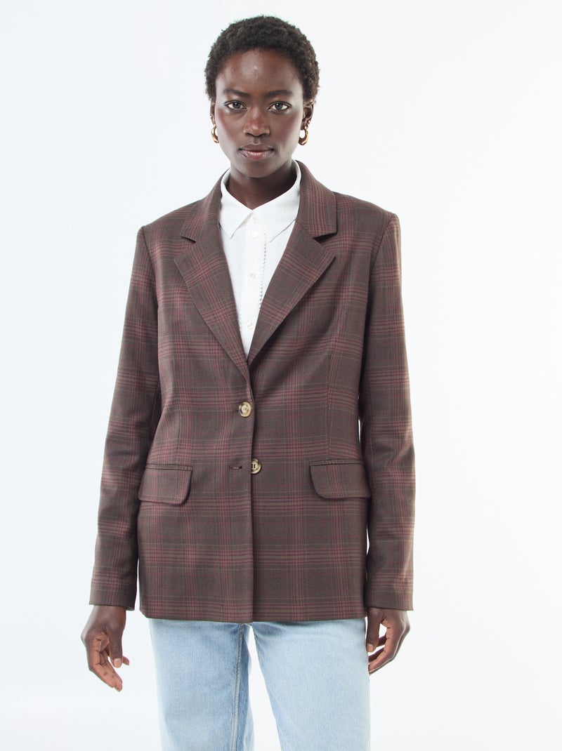 Giacca blazer a quadri Marrone - Kiabi