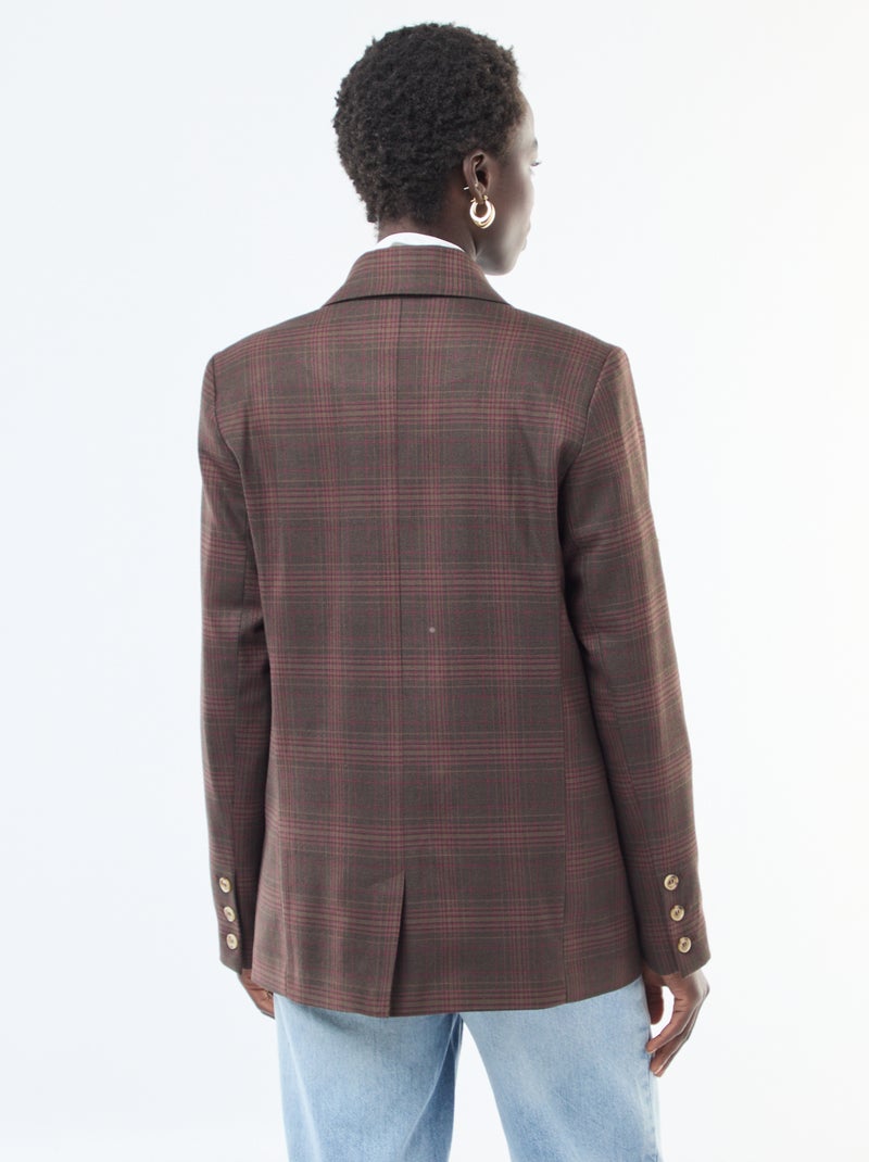 Giacca blazer a quadri Marrone - Kiabi
