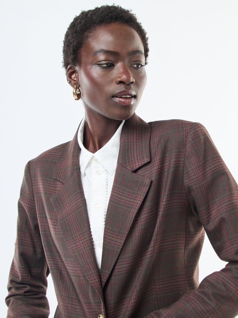 Giacca blazer a quadri Marrone - Kiabi