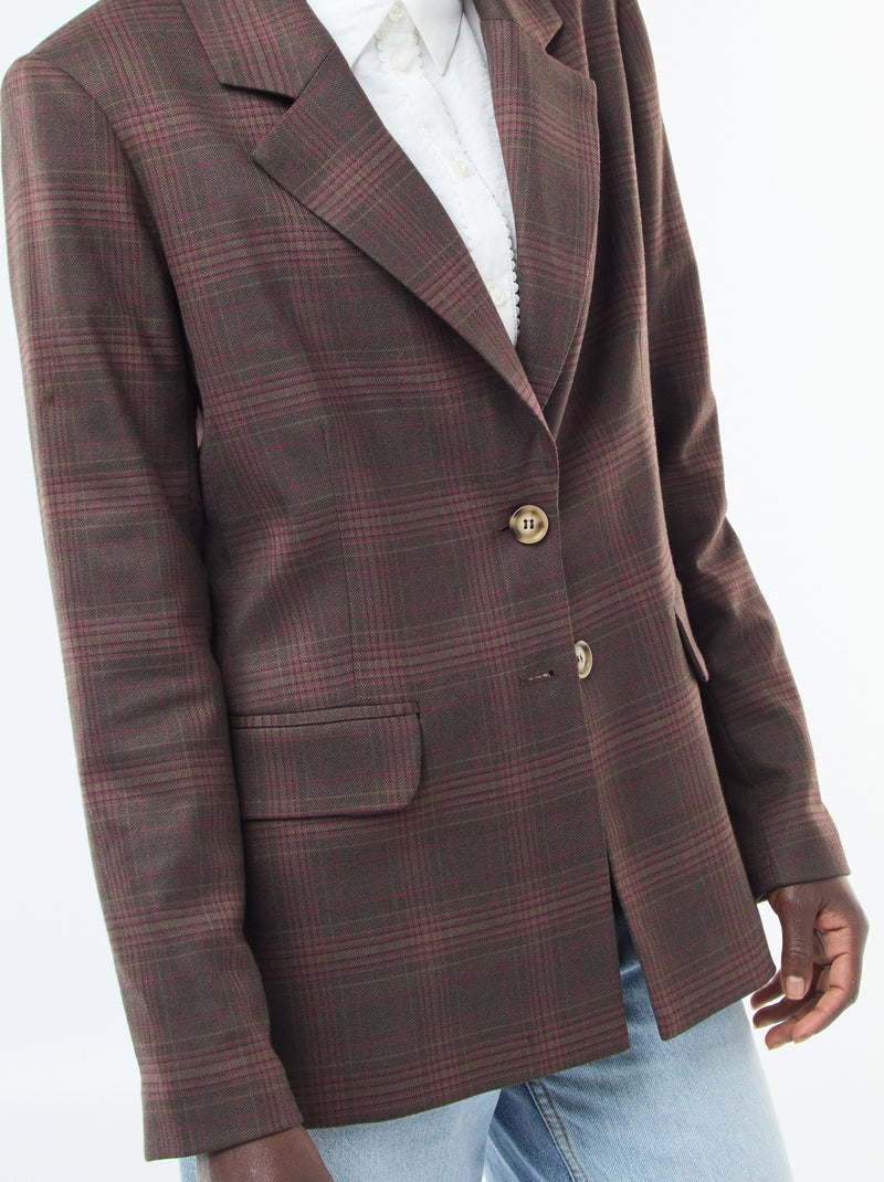 Giacca blazer a quadri Marrone - Kiabi