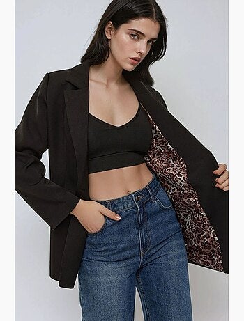 Giacca blazer con fodera leopardata hiccup