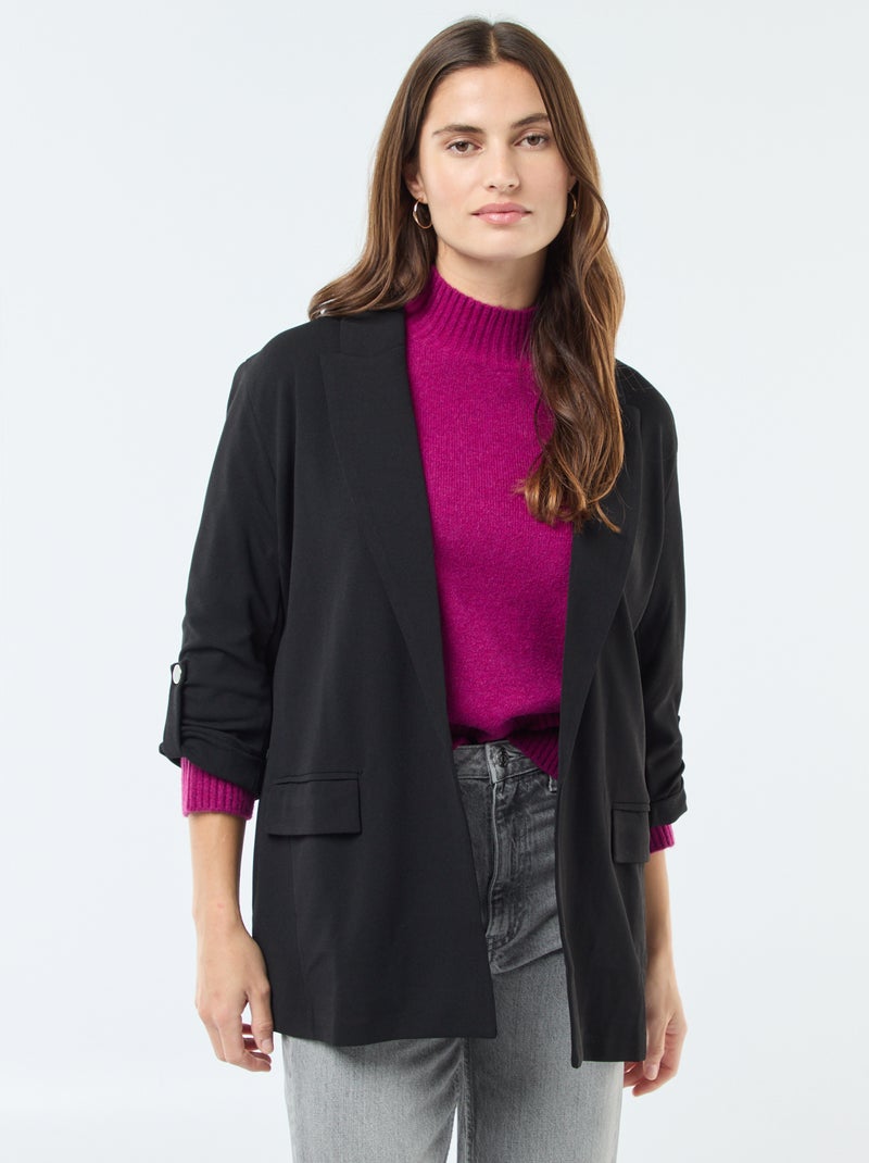 Giacca In Denim Strappato Donna Oneforus, Maniche Lunghe, Colletto Rovesciato, Casual, Vestibilità Ampia