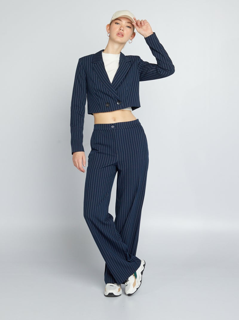 Giacca blazer corta a righe BLU - Kiabi