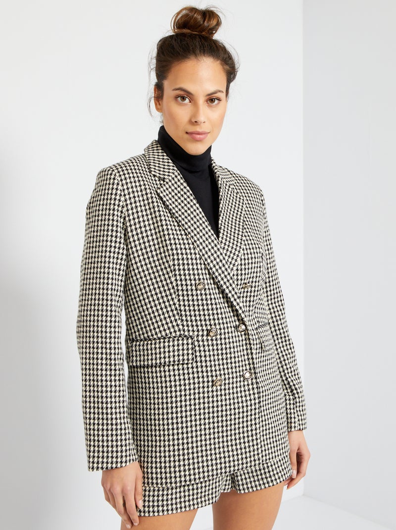 Giacca blazer in pied-de-poule NERO - Kiabi