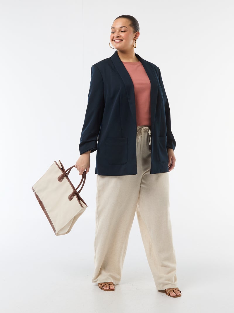 Giacca blazer lunga con maniche con effetto risvoltato Blu - Kiabi