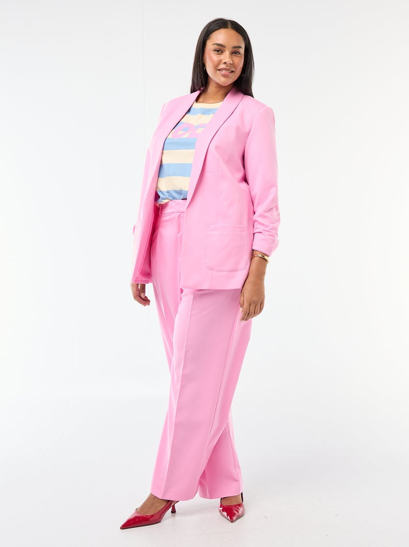Giacca blazer lunga con maniche con effetto risvoltato Rosa - Kiabi