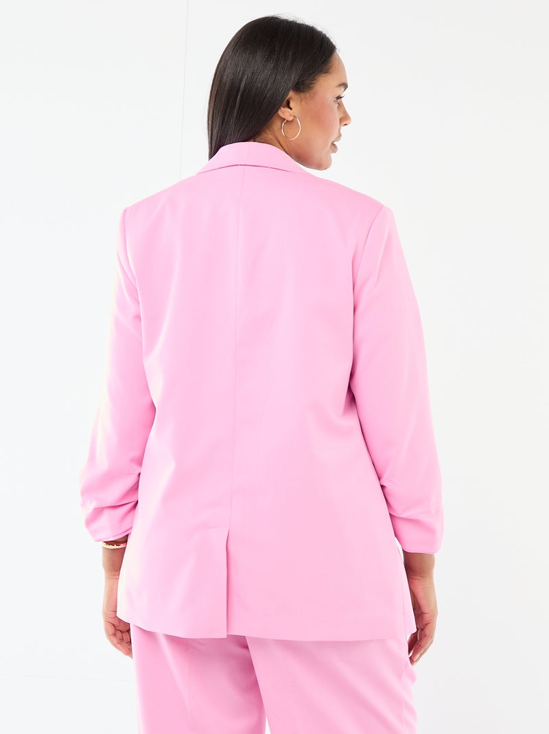 Giacca blazer lunga con maniche con effetto risvoltato Rosa - Kiabi