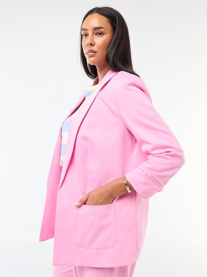 Giacca blazer lunga con maniche con effetto risvoltato Rosa - Kiabi