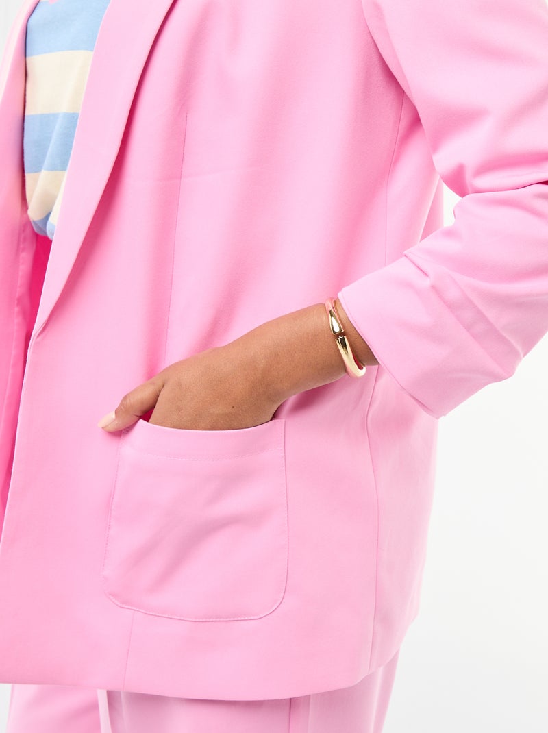 Giacca blazer lunga con maniche con effetto risvoltato Rosa - Kiabi