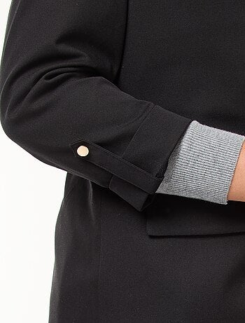 Giacca blazer lunga tinta unita con risvolti ai polsi