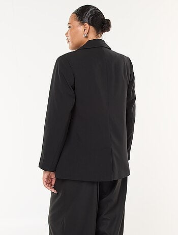 Giacca blazer tinta unita con 2 tasche con patta