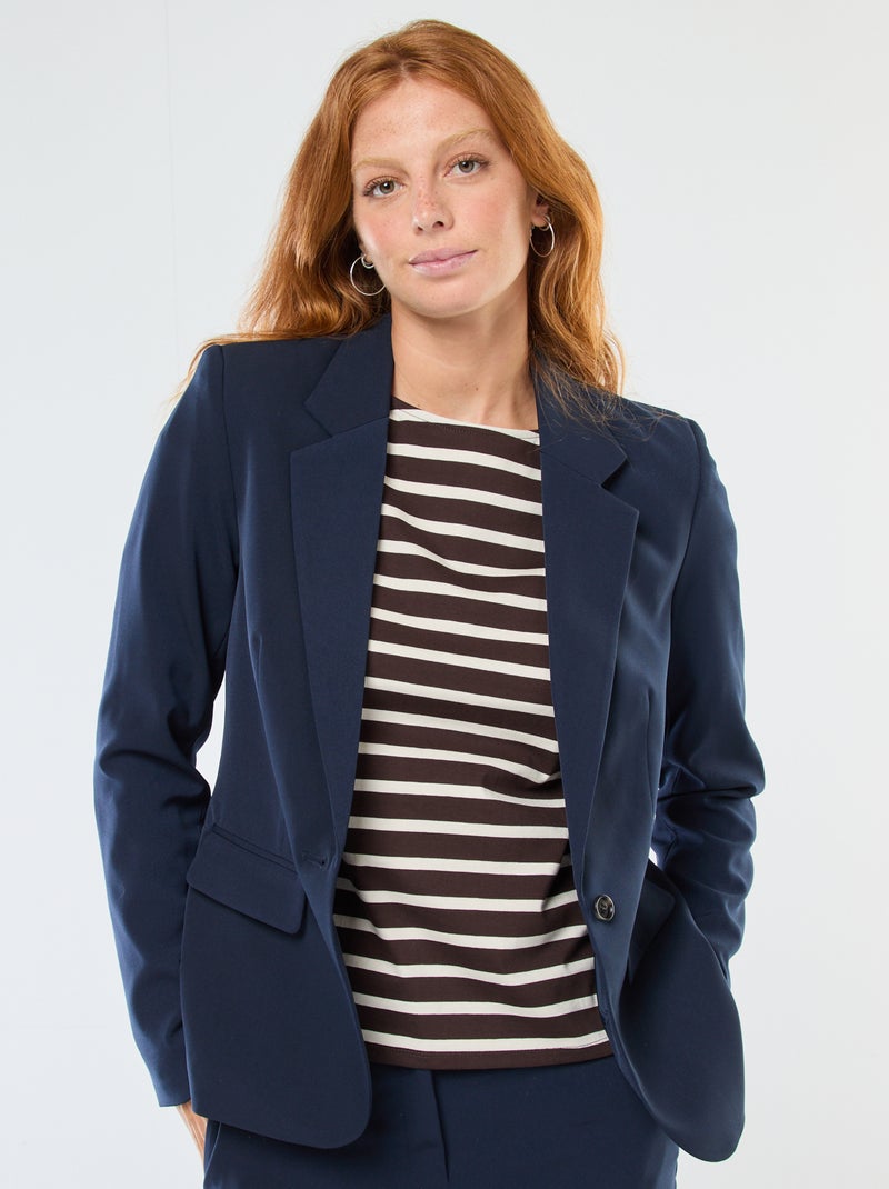 Giacca blazer tinta unita con collo a revers Blu - Kiabi