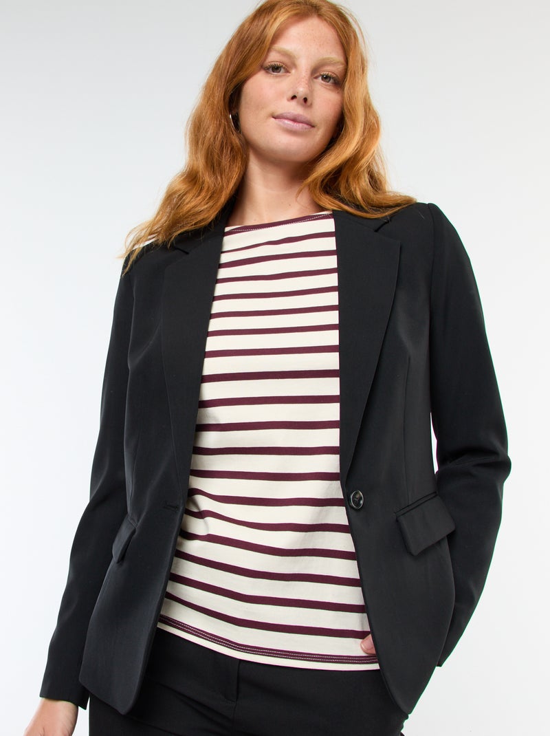 Giacca blazer tinta unita con collo a revers Nero - Kiabi
