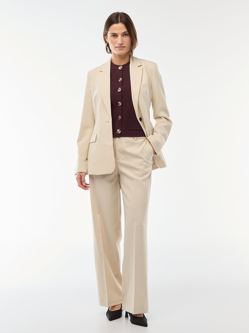Giacca blazer tinta unita con taglio aderente Beige - Kiabi