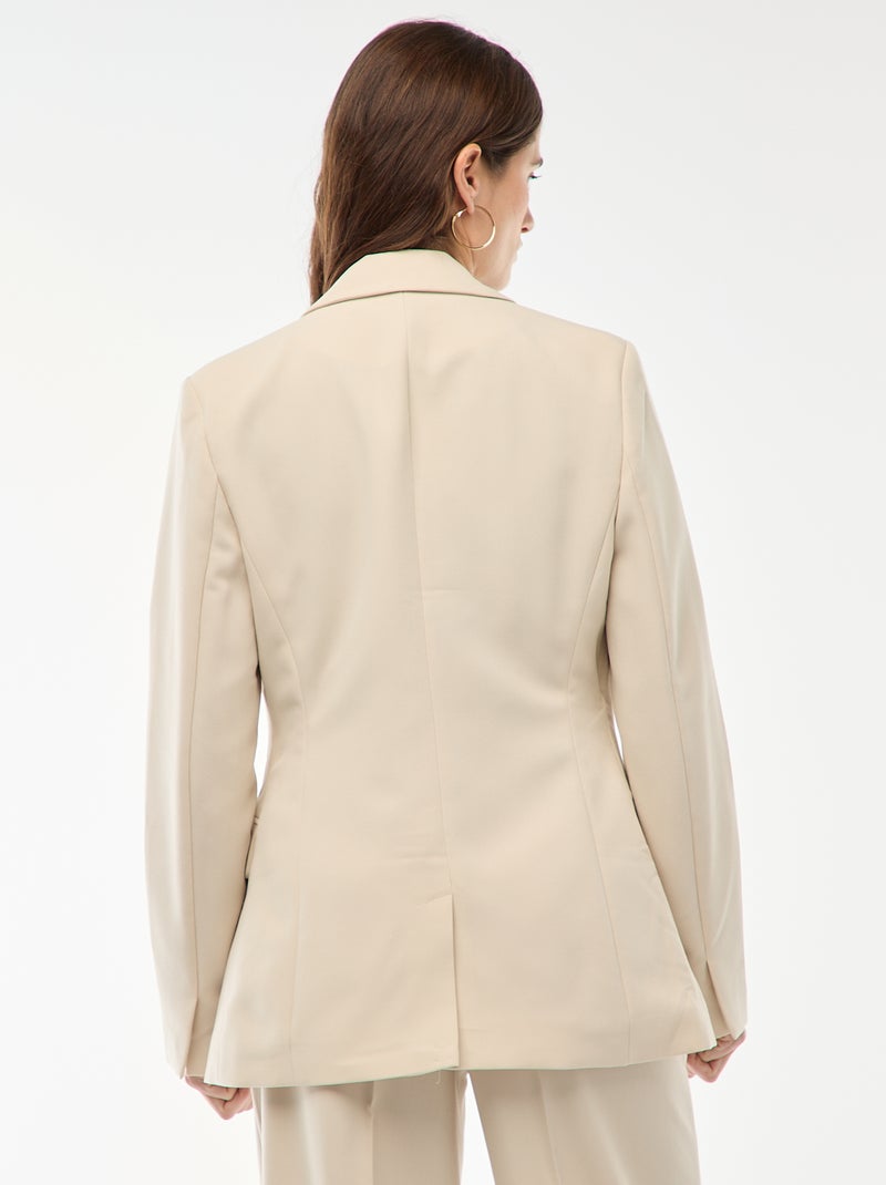 Giacca blazer tinta unita con taglio aderente Beige - Kiabi