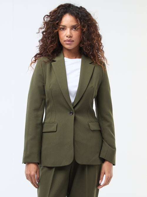 Giacca blazer tinta unita con taglio avvitato - Kiabi