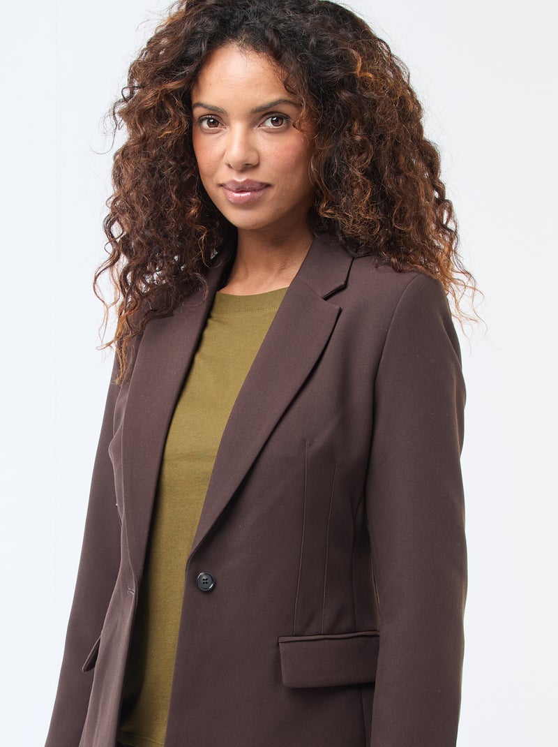 Giacca blazer unita con taglio avvitato Marrone - Kiabi