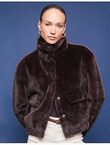 Giacca bomber a effetto pelliccia, mo fashion
