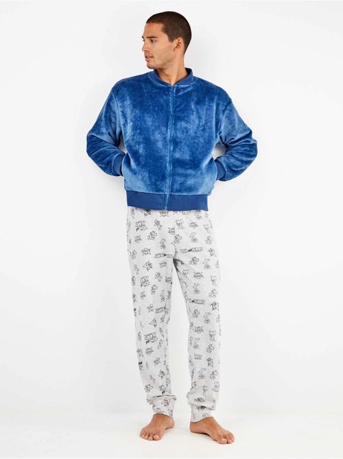 Giacca bomber blu di peluche uomo - Kiabi