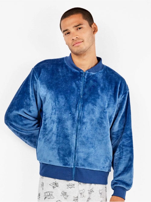 Giacca bomber blu di peluche uomo - Kiabi