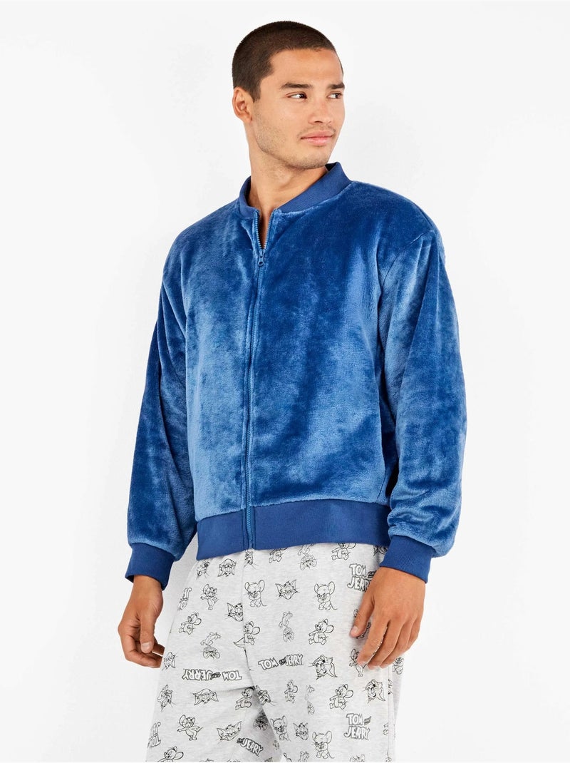 Giacca bomber blu di peluche uomo Blu - Kiabi