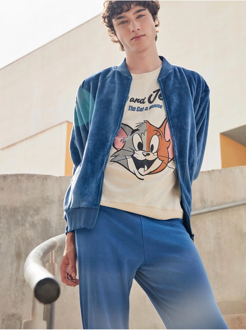Giacca bomber blu di peluche uomo Blu - Kiabi