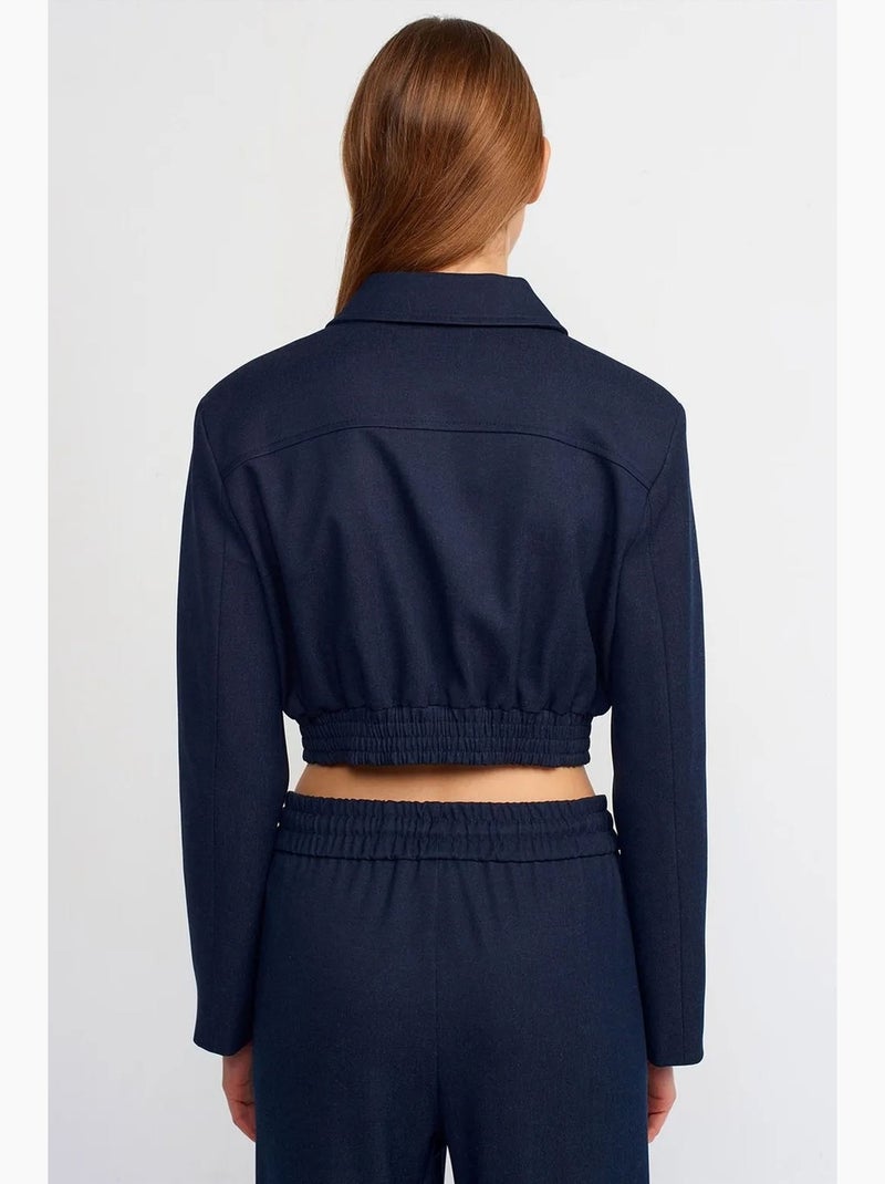 Giacca bomber corta in crêpe dilvin Blu marino - Kiabi