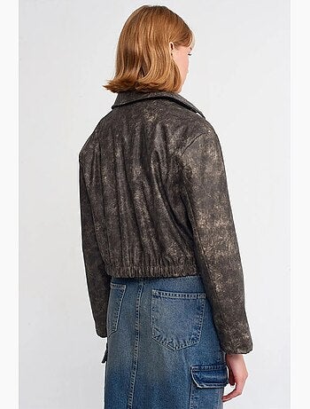 Giacca bomber corta in ecopelle dilvin
