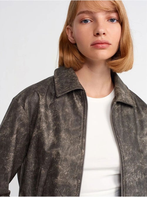 Giacca bomber corta in ecopelle dilvin - Kiabi Giacca bomber corta in ecopelle dilvin - Kiabi