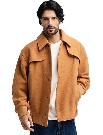 Giacca bomber in lana da uomo uomo gobi camel