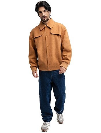 Giacca bomber in lana da uomo uomo gobi camel