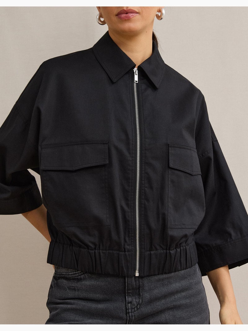 Giacca bomber in lino, mo fashion Nero - Kiabi