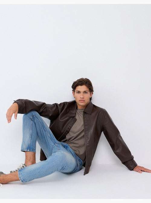 Giacca bomber in pelle, mo fashion - Kiabi