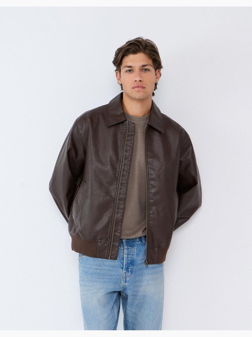 Giacca bomber in pelle, mo fashion - Kiabi