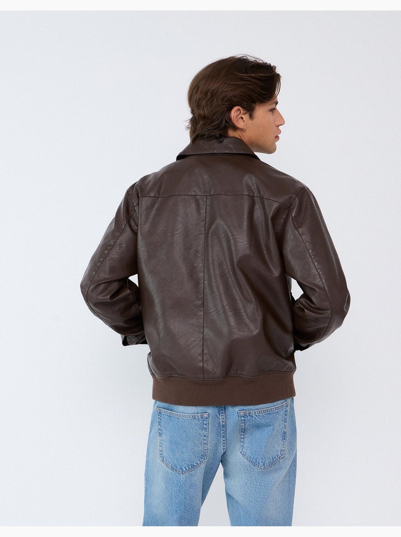 Giacca bomber in pelle, mo fashion Marrone - Kiabi