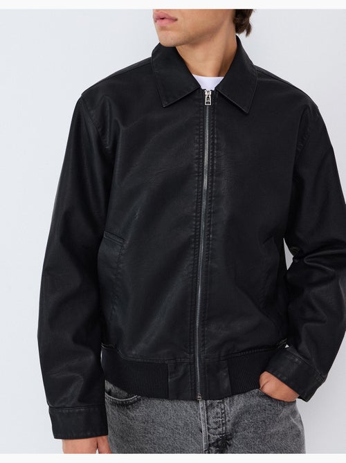 Giacca bomber in pelle, mo fashion - Kiabi