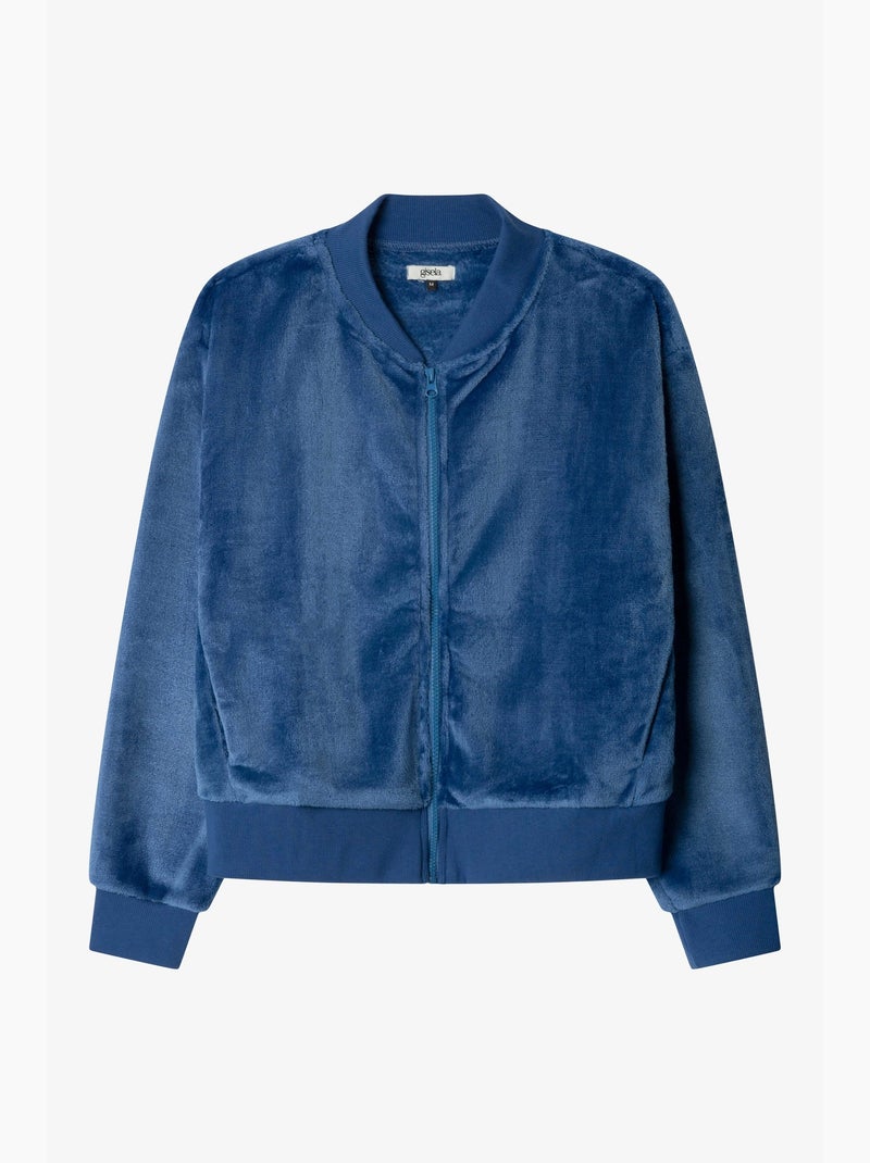 Giacca bomber in tessuto peluche Blu - Kiabi
