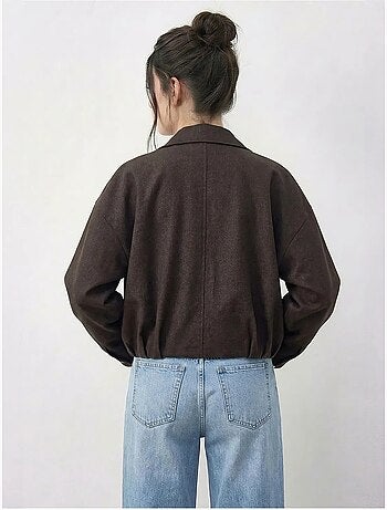 Giacca bomber oversize in denim con cintura lucci