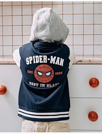 Giacca bomber spazzolata con cappuccio spider-man