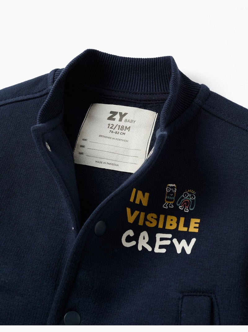 Giacca bomber spazzolata con stampa Blu scuro - Kiabi