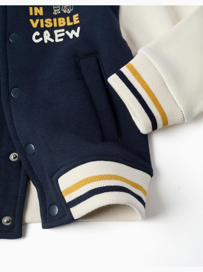 Giacca bomber spazzolata con stampa Blu scuro - Kiabi