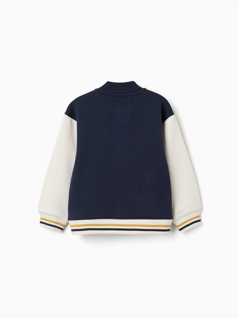 Giacca bomber spazzolata con stampa Blu scuro - Kiabi