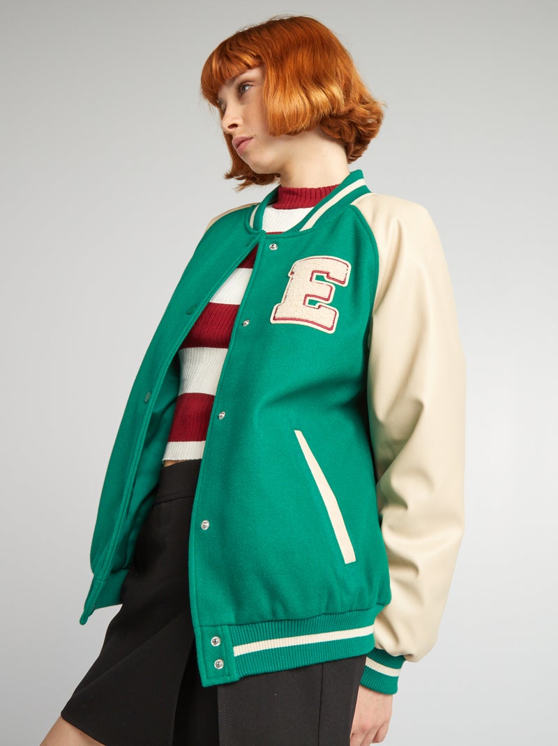 Giacca bomber stile college VERDE - Kiabi