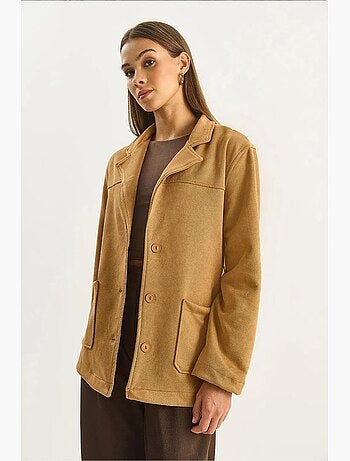 Giacca button-up in finto suede lucci