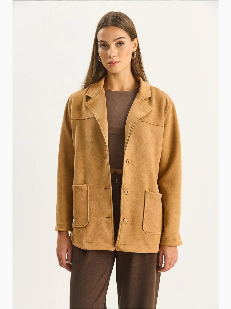 Giacca button-up in finto suede lucci Cammello - Kiabi