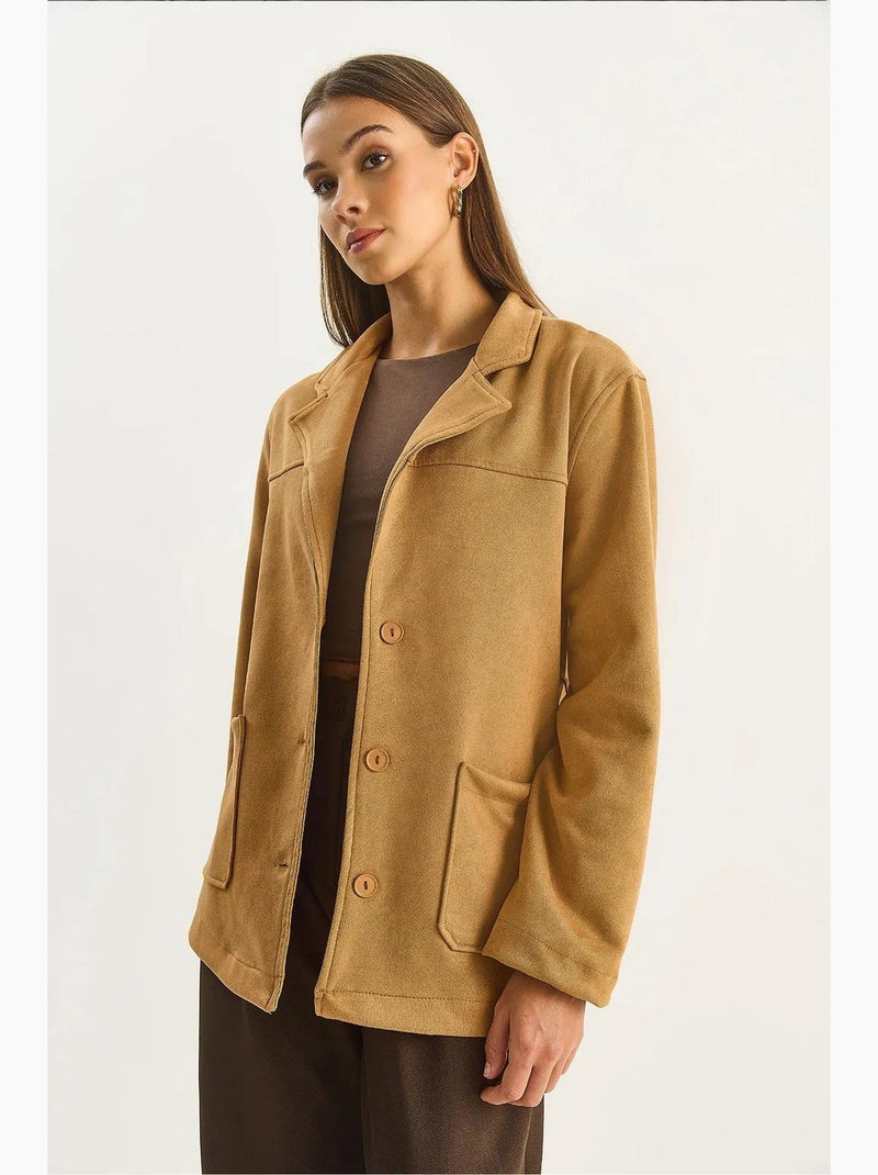 Giacca button-up in finto suede lucci Cammello - Kiabi
