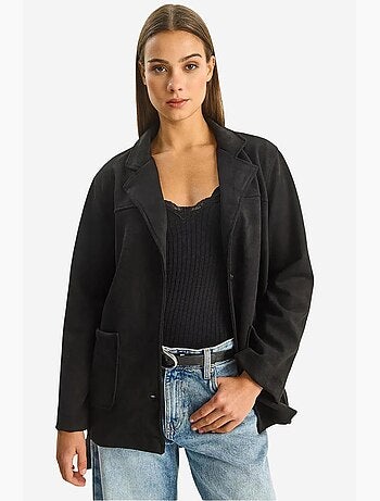 Giacca button-up in finto suede lucci