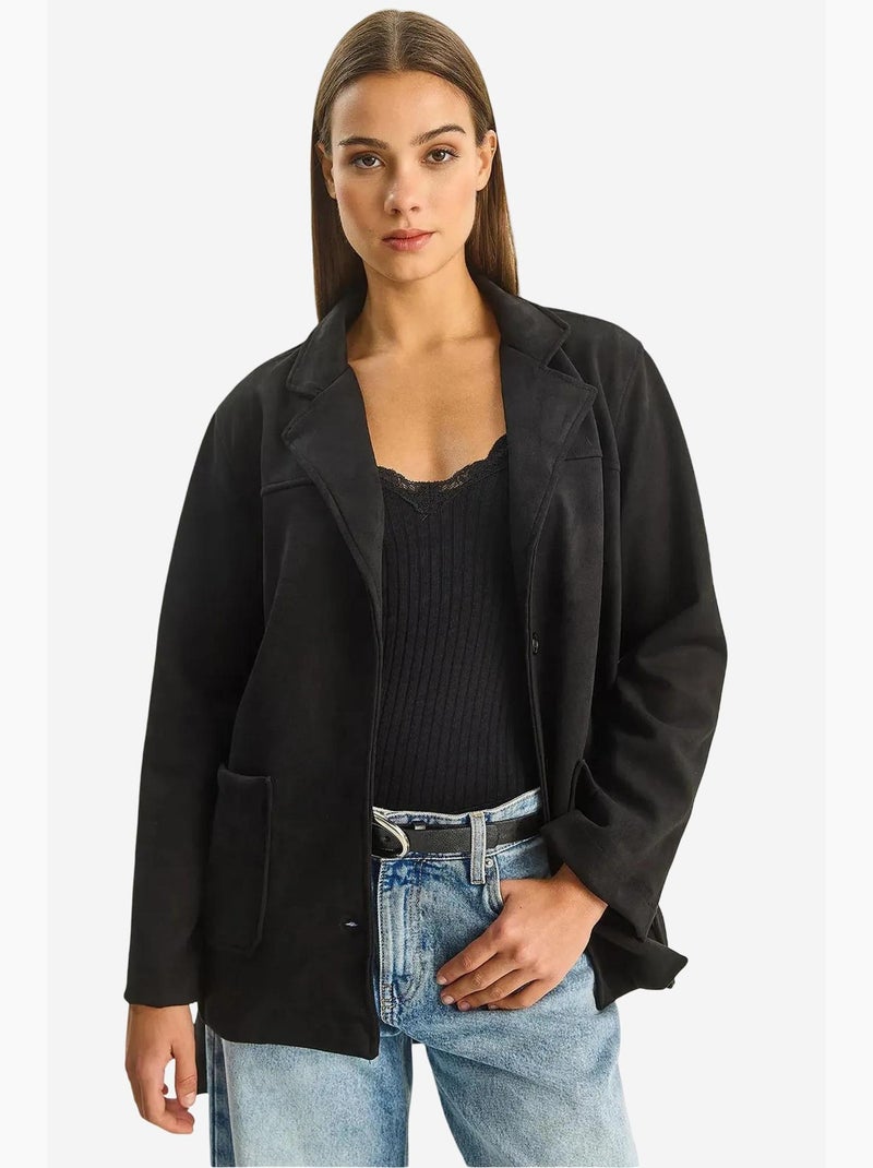 Giacca button-up in finto suede lucci Nero - Kiabi